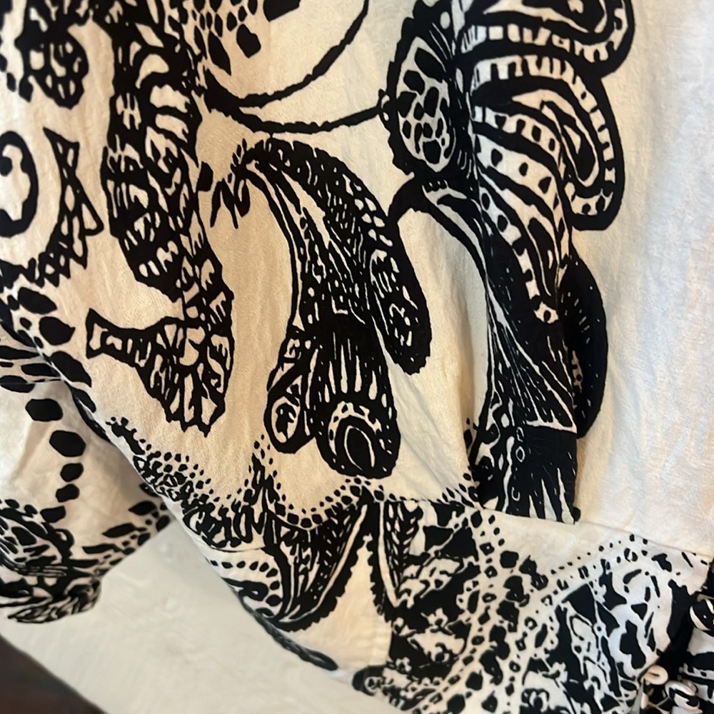 Late summer Black and cream retro look blouse L - Picture 2 of 4